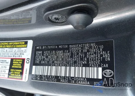 2010 Toyota Matrix S из США, поврежденный, VIN 2T1KE4EE7AC040069